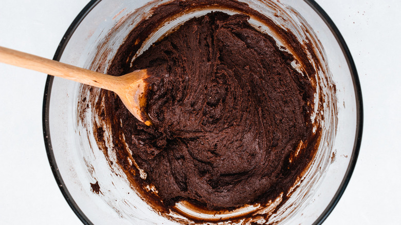 Mixing ingredients together in a bowl