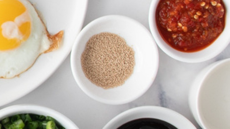 dashi granules in white bowl