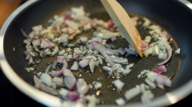 frying onion and garlic