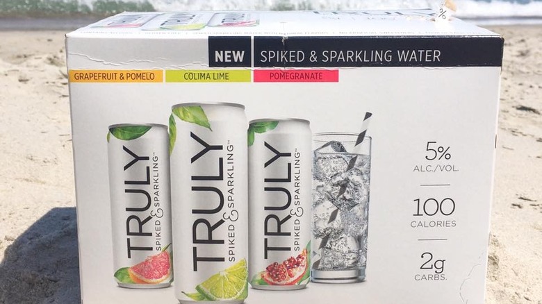 Box of Truly Spiked and Sparkling water flavors