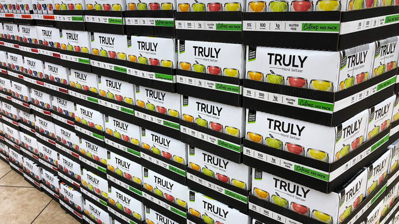 Many cases of Truly Hard Seltzer