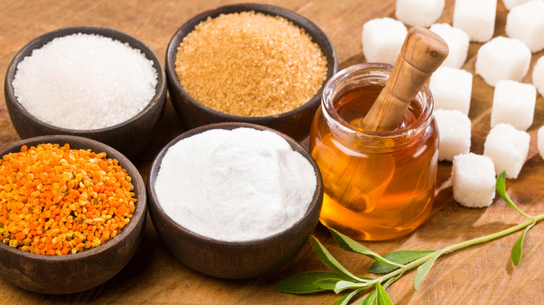 Various sweeteners on wood table