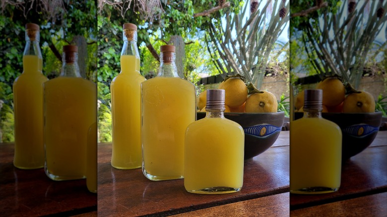 bottles of homemade Limoncello