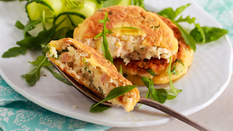 Tuna patties on a plate