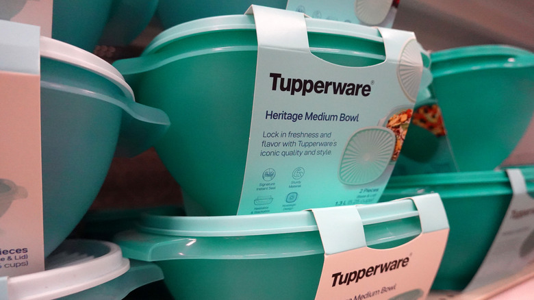 Tupperware containers on store shelf