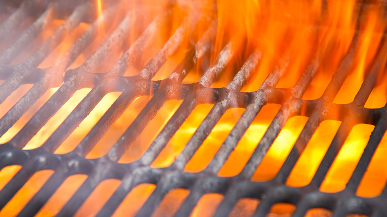 Fire on charcoal grill grates