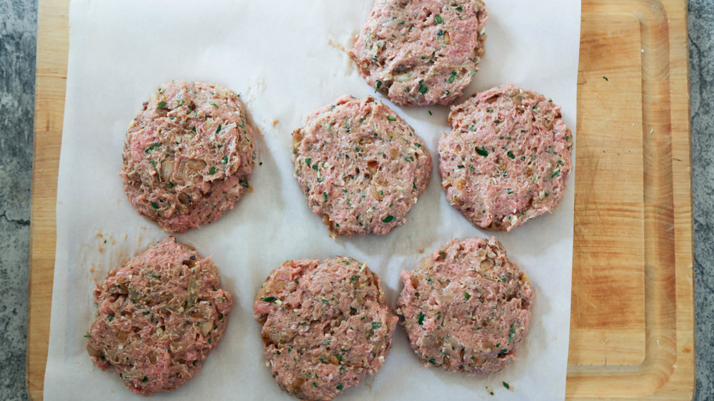 turkey burger patties flattened