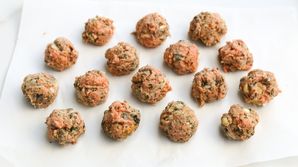 turkey meatballs being formed