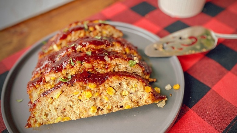 Turkey meatloaf on plate