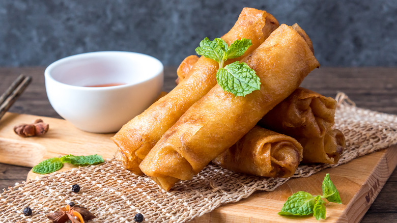 A collection of egg rolls