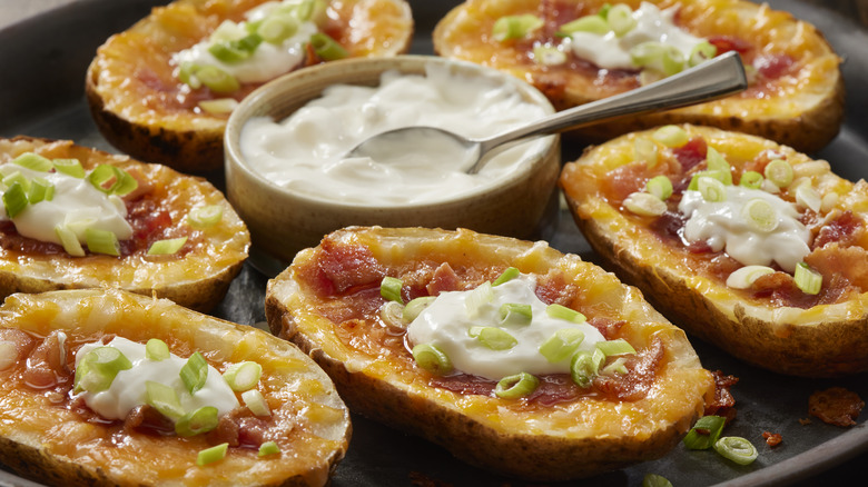 Potato skins with sour cream