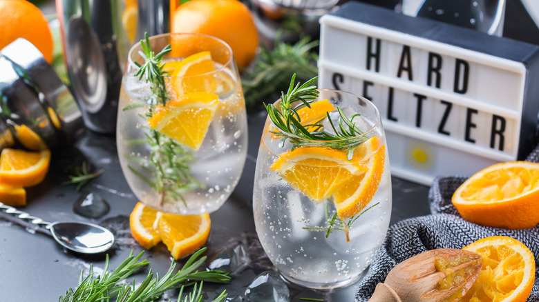 Hard seltzer with orange slices