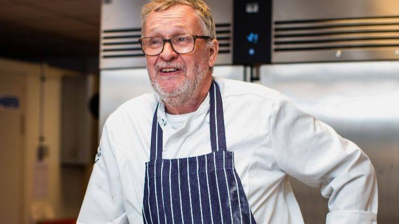 Chef Alastair Little in kitchen