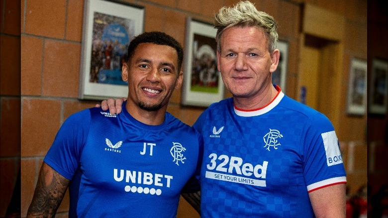 Gordon Ramsay in Rangers jersey