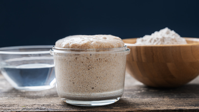 Sourdough starter in bowls