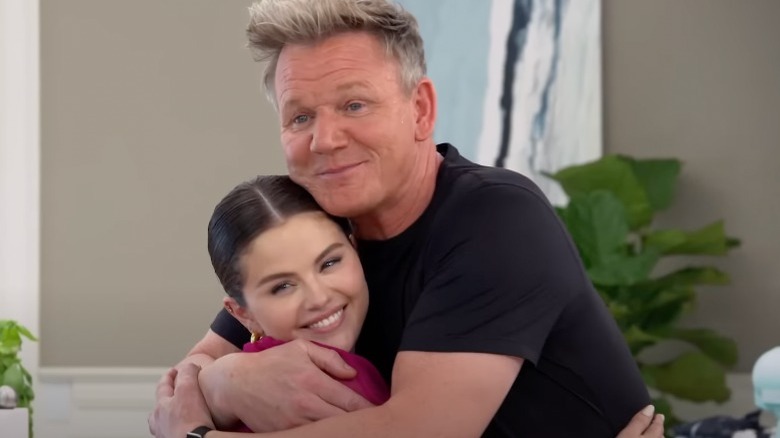 Gordon Ramsay hugging Selena Gomez 