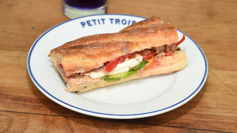 Baguette sandwich on a plate