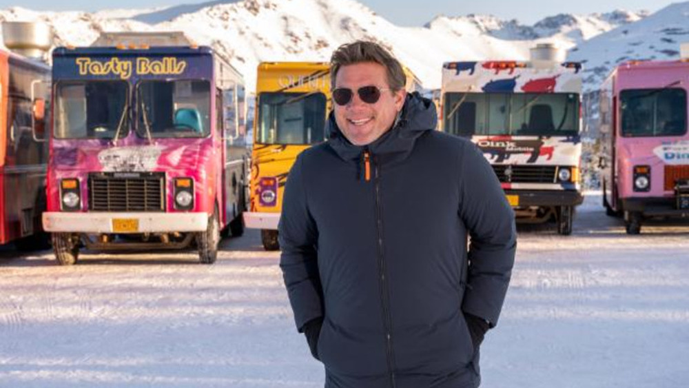 Tyler Florence with food trucks in Alaska