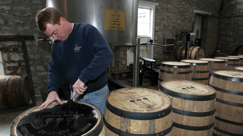 Labeling Woodford bottles