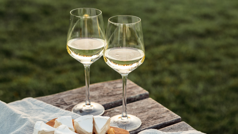 two white wine glasses