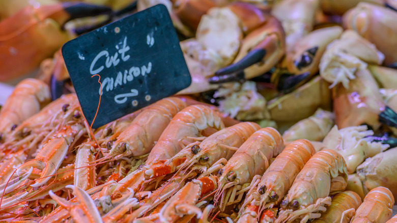 Dublin bay prawns at fish market