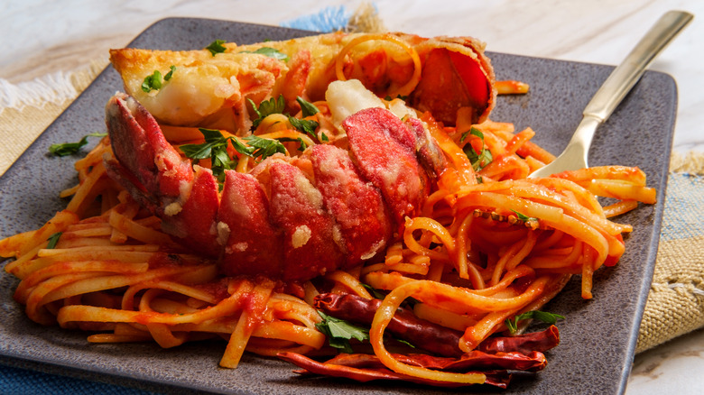 Fra diavolo pasta with lobster