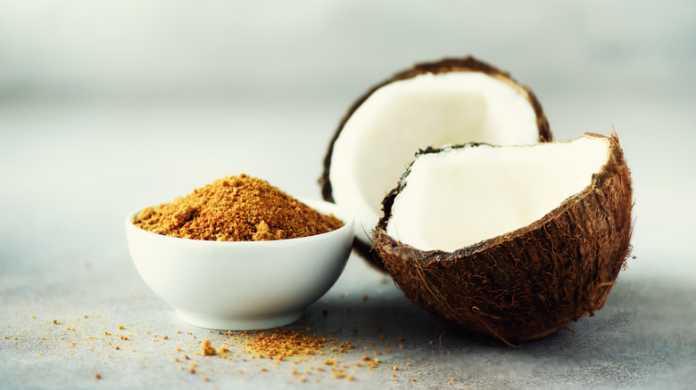 brown coconut palm sugar