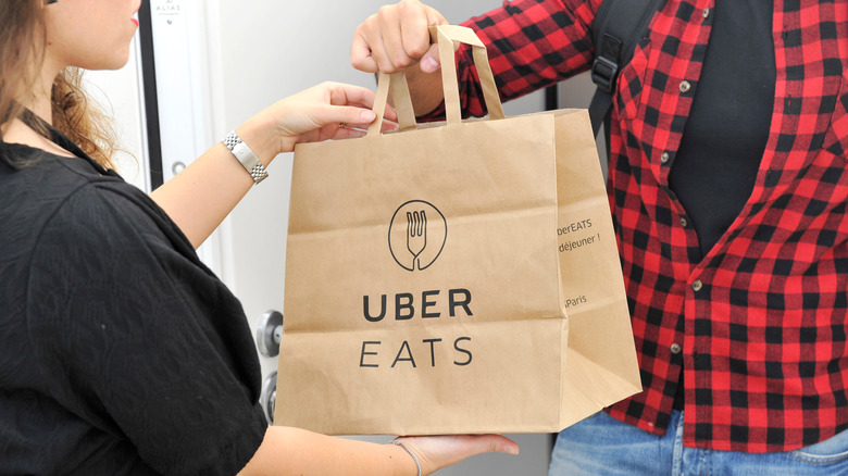 Uber Eats order being delivered