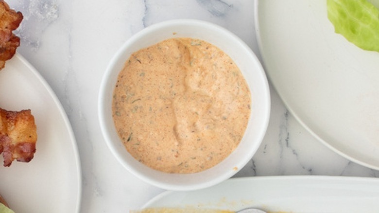 remoulade in white bowl