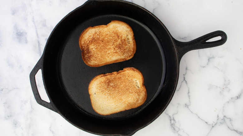 fried bread in frying pan