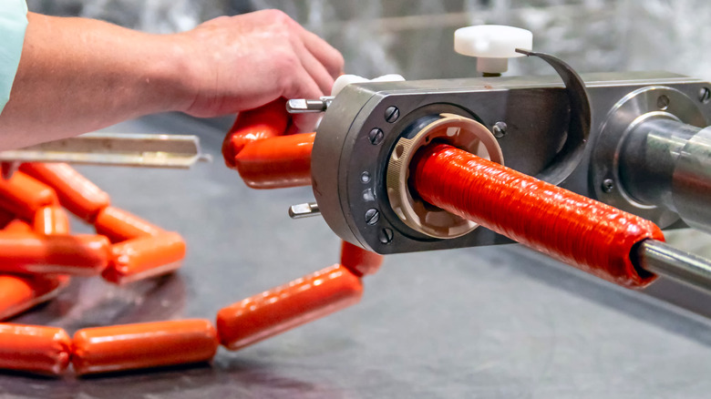 filling sausages with a machine