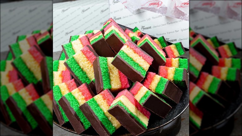 pink yellow green layer cookies