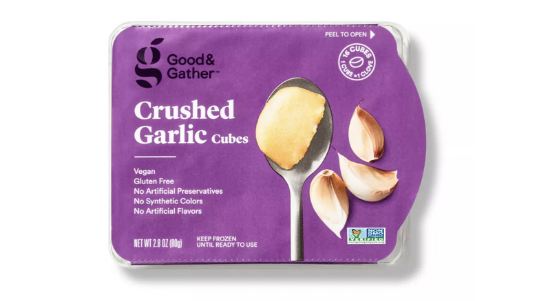 package of frozen crushed garlic cubes