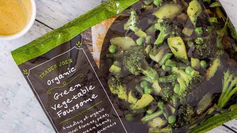 package of trader joe's frozen organic vegetables