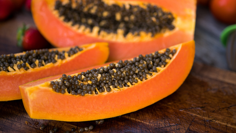 wedge of papaya