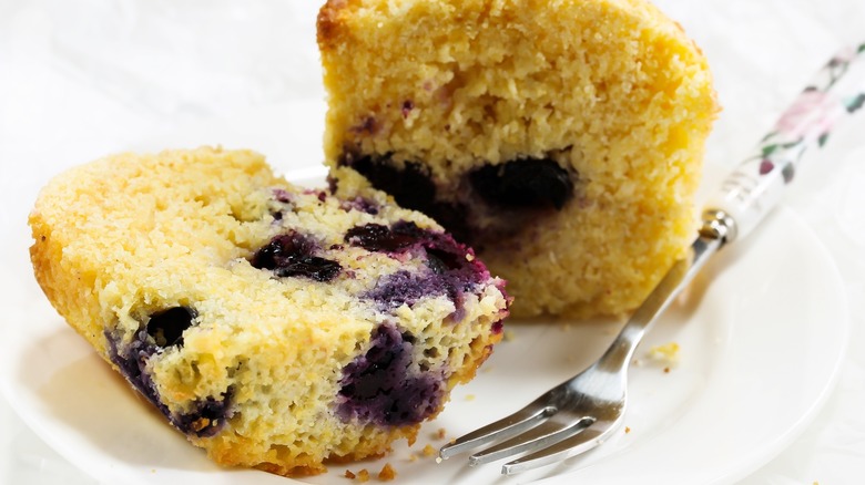 Corn and blueberry muffin