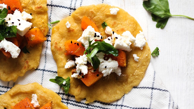 butternut squash and feta tacos