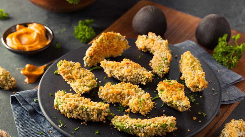 deep fried avocado on plate