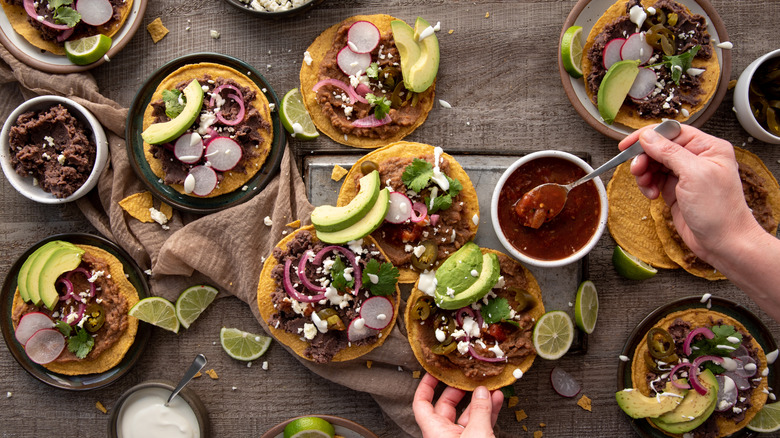 taco spread with multiple toppings