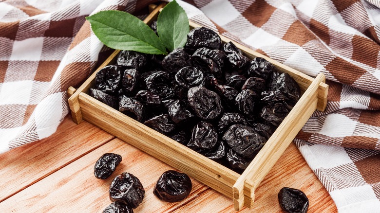 A box of dried prunes