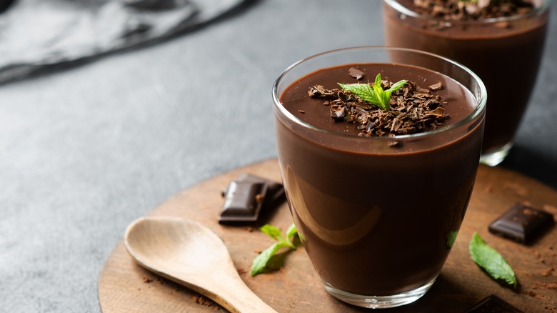 A chocolate pudding