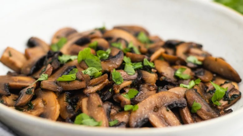 Bowl of sautéed mushrooms