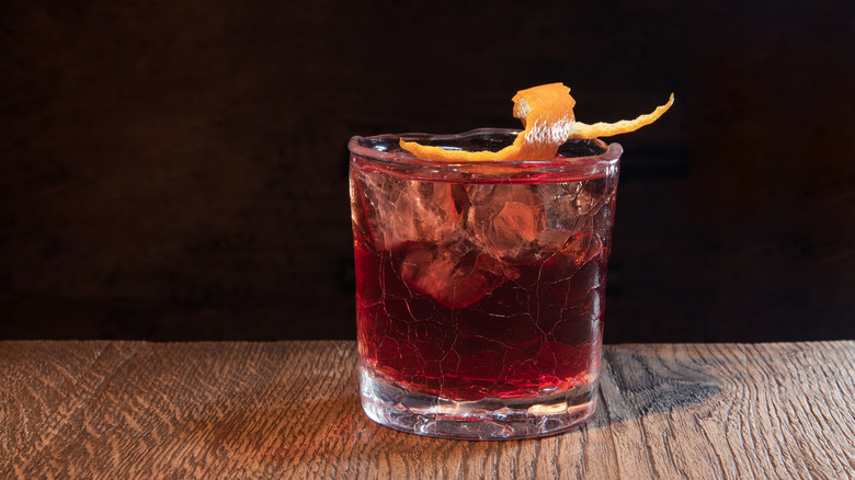 Boulevardier cocktail on the rocks