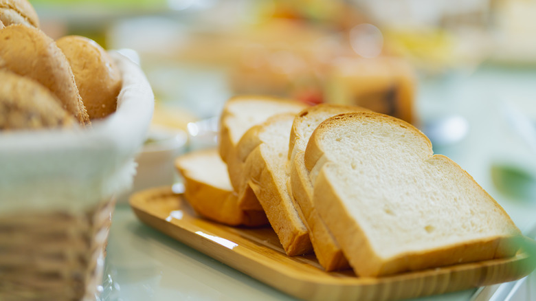 white bread on cutting board