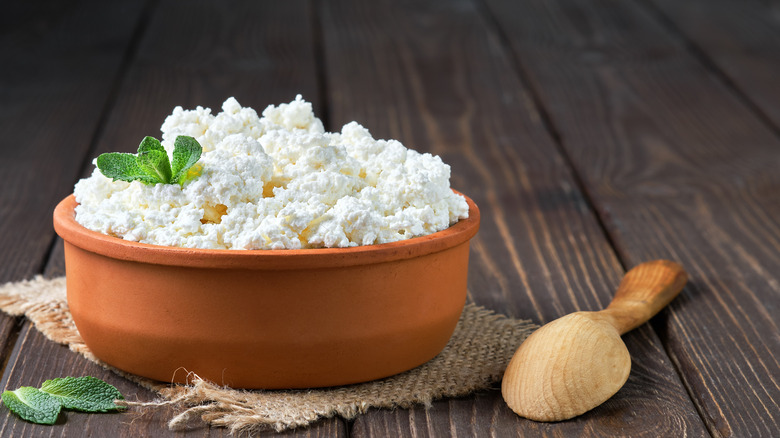 cottage cheese in a bowl