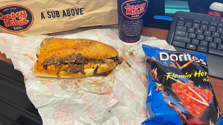 Jersey Mike's sandwich with Doritos 