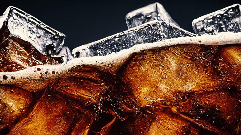 Cola close-up with ice