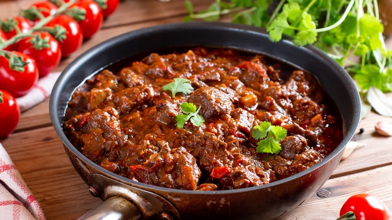 chunky chili in bowl