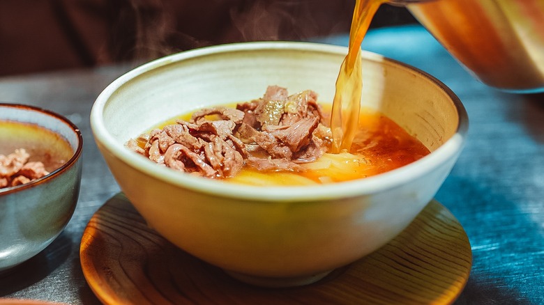 beef pho in bowl