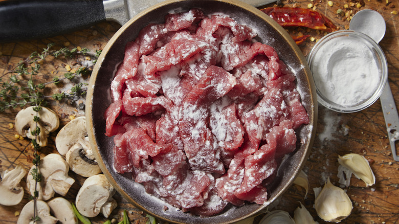 velveted beef in bowl